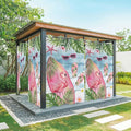 Summer Flamingbirds Outdoor Curtains for Patio Palm Leaves Plumeria Wood Waterproof Outside Curtains with Grommet Top Weatherproof Curtain for Cabana Pergola Gazebo, 2 Pack, 54" W x 95" L