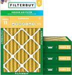 Filterbuy 14x25x4 Air Filter MERV 11 Superior Pet & Allergy Defense (4-Pack), Electrostatic Pleated HVAC AC Furnace Filters Replacement, Made in USA (Actual Size: 13.88 x 24.88 x 3.63)