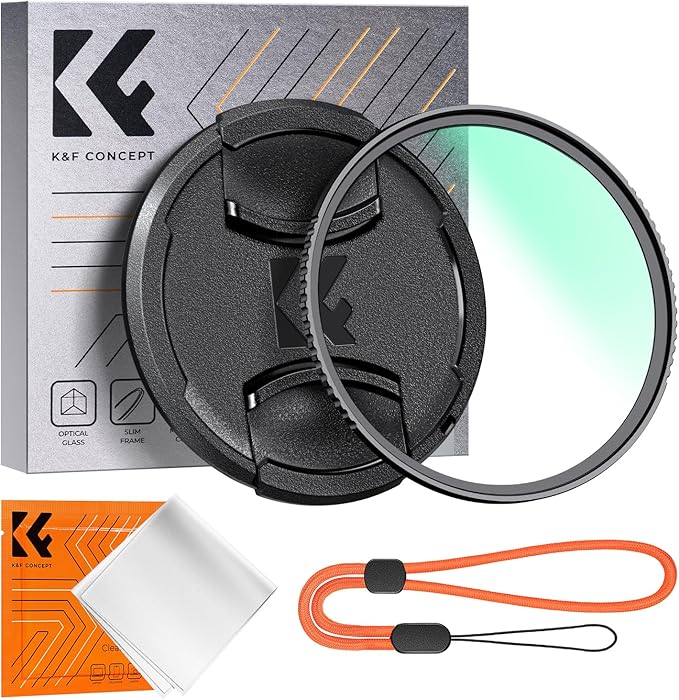 K&F CONCEPT 52mm MC UV Lens Protection Filter with Lens Cap Cleaning Cloth Optical Glass Ultra Slim 18 Multi-Layer Coatings Camera Lens UV Filter (K-Series)