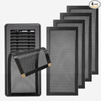 4-Pack 5"x13" Powerful Magnetic Vent Covers - Super Strong Neodymium Magnets, No Slip & No Drill Needed - Secure Fit for Floor/Wall/Ceiling Registers - Durable Air Vent Screen (Black, 5x13)