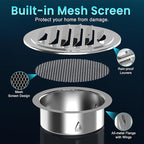 Stainless Steel Soffit Vents 4 Inch, HG Power Round Vent Cover with Screen Mesh, Louver Air Vent Hood for Wall, Ceiling Mount, Bathroom, Garage, Attic Ventilation, 2-Pack, Silver