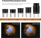 Astromania 14 Piece Telescope Accessory Kit 1.25 Inch Telescope Eyepiece and Filter Set Deluxe Version, 5pcs Plossl Eyepiece Set, 6pcs Colored Filter Set, Moon Filter, 2X Barlow Lens&Sturdy Carry Case