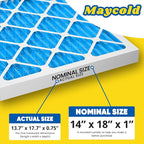 Maycold 14x18x1 MERV 11 Furnace Air Filter (6-Pack), High-Performance HVAC AC Filters for Home Use, Actual Size: 13.70" x 17.70" x 0.75", Individually Wrapped in Plastic