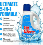 5-in-1 Hot Tub Chemicals – Spa Weekly Enzyme Cleaner & Clarifier, Scum Line Cleaner, Filter Protector + Water Conditioner, Clear Finish for Spas & Inflatable Tubs, 3 Liter (101.5 fl oz) – BubbyShine