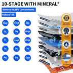 WINGSOL Integrated Reverse Osmosis Water Filter, NSF/ANSI 42/53/58, 10-Stage Under Sink RO Filtration System for pH+ Alkaline Remineralization Water, Easy Installation, No Electricity Needed