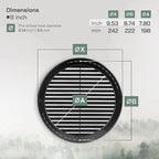 Vent Systems 8" Inch (Opening Dimensions) - Pack of 50 - Black Soffit Vent Cover - Plastic Round Air Vent Grille - Built-in Mesh Screen - HVAC Register Louver for Bathroom, Home, Kitchen
