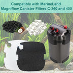 16 Packs Aquarium Filter Media Kit Compatible with MarineLand Magniflow Canister Filters C-360 and 400, Includes Activated Carbons, Ceramic Rings, Sponge Filters and Filter Pads
