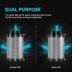 ATOUR 4" Air Carbon Filter with Australian Virgin Charcoal – Superior Odor Control for Grow Tent Smelliniss Scrubber, Inline Fans, Hydroponics. Includes Pre-Filter & Insulated Flange 4"x11"