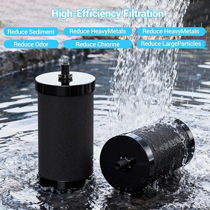 2387 Pro Filter Replacement Compatible with Alexapure 2387 Pro Water Filter Replacement, Reduces chlorine, etc，Last Up to 5000 Gallons,3-stage purification filter Upgraded version Black (4)