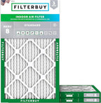 Filterbuy 10x24x1 Air Filter MERV 8 Essential Dust & Allergy Defense (3-Pack), Electrostatic Pleated HVAC AC Furnace Filters Replacement, Made in USA (Actual Size: 9.50 x 23.50 x 0.75)