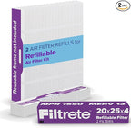 Filtrete 20x25x4 Refillable Air Filter replacement, MPR 1550, MERV 12, Allergen Bacteria & Virus, 2 Pack, use with reusable air filter frame of Filtrete Refillable Air Filter Kit, for HVAC, Furnace