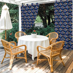 Fish Outdoor Curtains for Patio Vintage National Wind Fish Blue Waterproof Outside Curtains with Grommet Top Weatherproof Curtain for Cabana Pergola Gazebo, 1 Panel, 54" W x 95" L