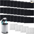 Timgle 24 Pcs Universal Trash Can Deodorizer Trash Bag Odor Absorbing Filters with 24 Double Sided Nano Glues Charcoal Deodorizer for Compost Buckets Countertop Garbage Bins
