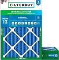 Filterbuy 18x20x4 Air Filter MERV 13 Optimal Smoke & Allergy Defense (2-Pack), Electrostatic Pleated HVAC AC Furnace Filters Replacement, Made in USA (Actual Size: 17.50 x 19.50 x 3.63)