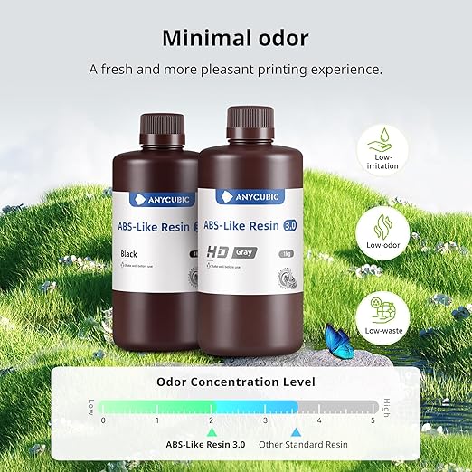 ANYCUBIC ABS-Like Resin 3.0, 3D Printer Resin with Enhanced Strength and Toughness, High Precision and Minimal Shrinkage, Wide Compatibility for All LCD Resin 3D Printers (HD Grey, 4kg)
