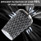 6" 152mm Cold Air Intake Filter Clamp-On Replacement High Flow Inlet Air Filter High Performance Washable Cone Filter 9" Tall Carbon Fiber Pattern