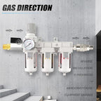 Industrial 1/2" NPT 3 Stage Air Drying System,Coalescing Filter, Particulate Filter and Air Regulator, Manual Drain for Air Tools and Spray Paint Gun
