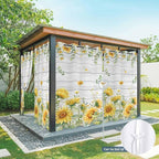 Sunflowers Outdoor Curtains for Patio Summer Floral Eucalyptus Leaf Wood Plank Waterproof Outside Curtains with Grommet Top Weatherproof Curtain for Cabana Pergola Gazebo, 1 Panel, 54" W x 108" L