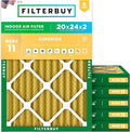 Filterbuy 20x24x2 Air Filter MERV 11 Superior Pet & Allergy Defense (6-Pack), Electrostatic Pleated HVAC AC Furnace Filters Replacement, Made in USA (Actual Size: 19.38 x 23.38 x 1.75)