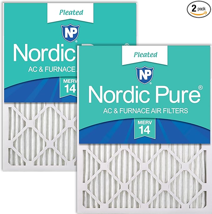 Nordic Pure 20x25x1 (19 1/2 x 24 1/2 x 3/4) Pleated MERV 14 Air Filters 2 Pack