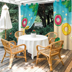 Summer Outdoor Curtains for Patio Plumeria Swimming Circles Ocean Beach Waterproof Outside Curtains with Grommet Top Weatherproof Curtain for Cabana Pergola Gazebo, 1 Panel, 54" W x 95" L