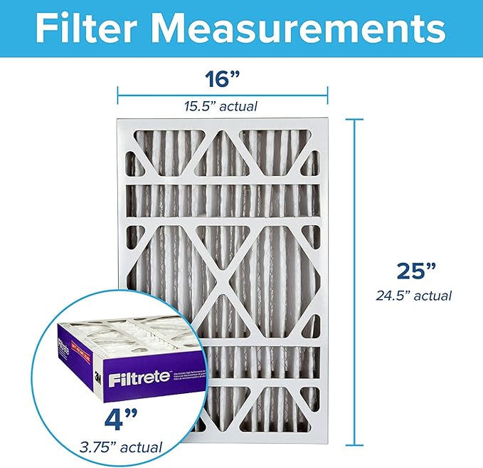 Filtrete 16x25x4(SlimFit), AC Furnace Air Filter, MPR 1550 DP, Healthy Living Ultra Allergen Deep Pleat, 2-Pack (actual dimensions 15.5 x 24.5 x 3.75)
