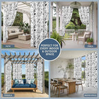 Cartoon Space Outdoor Curtains for Patio Rockets Astronauts Planets Black Waterproof Outside Curtains with Grommet Top Weatherproof Curtain for Cabana Pergola Gazebo, 1 Panel, 54" W x 108" L