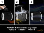 BLACK 3.5" 89 mm Inlet Narrow Air Cone Replacement Performance Washable Clamp-On Dry Air Filter
