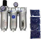 SUPER HEAVY DUTY HIGH FLOW AIR FILTRATION SYSTEM, 2 STAGE PARTICULATE FILTER PLUS OIL REMOVING COALESCING FILTER COMBINATION (1/2" NPT, MANUAL DRAIN)