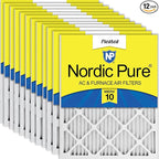 Nordic Pure 20x25x1 (19 1/2 x 24 1/2 x 3/4) Pleated MERV 10 Air Filters 12 Pack