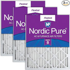 Nordic Pure 25x25x2 (Actual Size: 24 1/2 x 24 1/2 x 1 3/4) Pleated MERV 8 Air Filters 3 Pack