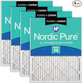 Nordic Pure 16x30x1 (Actual Size: 15 3/4 x 29 11/16 x 3/4) Pleated Air Filters MERV 14 Plus Carbon 4 Pack