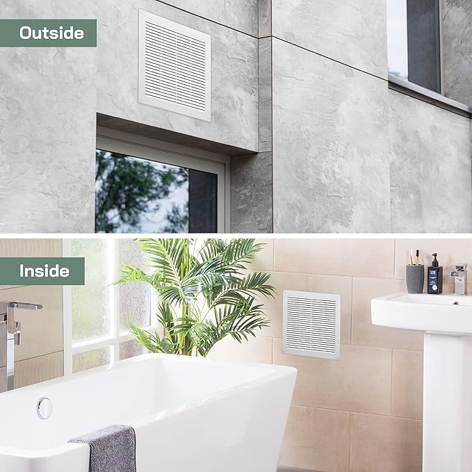 Vent Systems 12'' x 12'' Inch White Soffit Vent Cover - Pack of 100 - Flat Square Air Vent Louver - Grille Cover - Built-in Insect Screen - HVAC Vents for Bathroom, Home Office, Kitchen 12x12 Inch