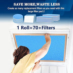MERV 8 Air Vent Filters, 12" x 140"Cut to Fit Air Filter Material (70+ Filters),Electrostatic Triple Vent Filter for Floor, Ceiling, HVAC Furnace Vents, Includes 48 Adhesive Hook Tape