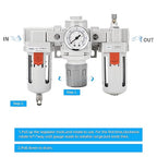 NANPU 1/2" NPT Air Filter, Regulator & Lubricator (FRL) Combo - Water/Oil Trap Separator - Pressure Gauge(0-150 psi), 5 Micron Brass Element, Semi-Auto Drain, Poly Bowl, Metal Bracket