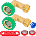 Lead-Free Brass 90°Hose Elbow Fitting,90 Degree Hose Saver Green Quick Swivel Connect Adapter,Thread Size 3/4" Connectors,Hose Protector with Water Filter 2 Pcs