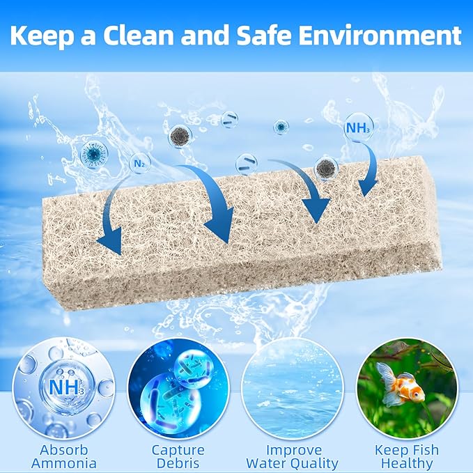 AQUANEAT Replacement Ammonia Reducer Pads Compatible with Aqueon QuietFlow 20 and 75 LED PRO Aquarium Power Filter (6)