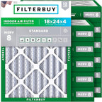 Filterbuy 18x24x4 Air Filter MERV 8 Essential Dust & Allergy Defense (12-Pack), Electrostatic Pleated HVAC AC Furnace Filters Replacement, Made in USA (Actual Size: 17.50 x 23.38 x 3.63)