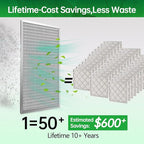 12x24x1 Air Filter Electrostatic Filter Reusable Washable HVAC AC Furnace Filter,MERV 8,Lasts a Lifetime, Healthier Home or Office(Actual Size:11.38x23.35x0.8 Inch)