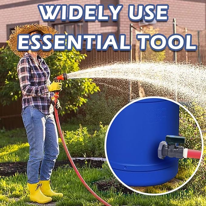 2 Set PVC Rain Barrel Diverter Kit Rain Barrel 3/4 Inch Spigot Kit with Bulkhead Fitting, Hose (25mm/1" + 16mm/0.63") Adapter, Hole Saw, Ball Valve, Clamps, Thread Seal Tape