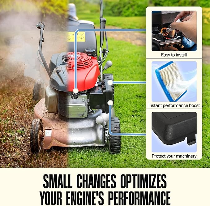 Compatible with Honda Lawn Mower Air Filter GCV160 GVC 190 Air Filter 17211-ZL8-023 17231-Z0L-050 Fit For Honda Mower GCV160 170 Cover For Fuel Pressure Parts Filters Push (Pack 4)