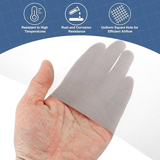 uxcell 40 Mesh 48" x 16" Woven Wire Mesh, 304 Stainless Steel Air Vent Filter Screen, Window Screen Mesh for DIY Projects Vents Cover Filtration Animals Fence