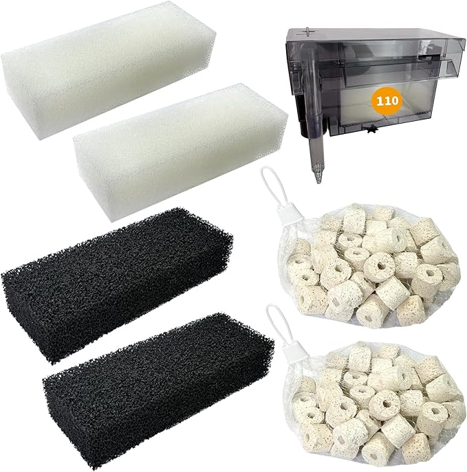 2 Set of Three-Stage Filtration Tank Filter Maintenance Kit, Replacement for AquaClear 110 Power Filter, Fish Tank Filter for 60- to 110-Gallon Aquariums