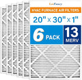LotFancy 20x30x1 Air Filter MERV 13 6-Pack, Electrostatic Pleated HVAC Furnace Air Filter, Captures Pet Dander Smog Smoke, Actual Size: 19.75"x29.75"x0.75"