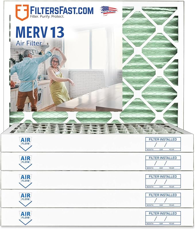 Filters Fast 16x24x2 Pleated Air Filter Merv 13, 2 AC Furnace Air Filters, Made in the USA, Actual Size 15.375x23.375x1.75, 6 Pack