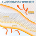 Magnetic Thermal Insulated Door Curtain - Fit Door Size 36x80 Inch Waterproof Bubble Wrap Door Cover Light Filtering Screen Door, Keep Warm in Winter Cool in Summer, Kid & Pet Friendly