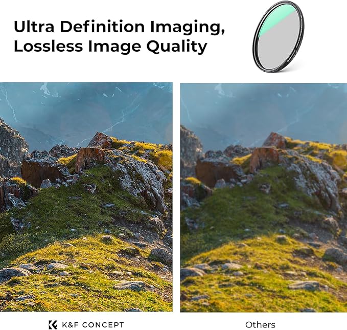 K&F CONCEPT 77mm Ultra-Low Reflectivity Circular Polarizers Filter 28 Multi-Layer Coatings Ultra-Slim High Definition Polarizing Camera Lens Filter (Nano-X Series)