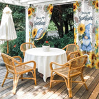 Summer Outdoor Curtains for Patio Sunflowers Gnome Eucalyptus Leaves Waterproof Outside Curtains with Grommet Top Weatherproof Curtain for Cabana Pergola Gazebo, 2 Pack, 54" W x 95" L