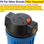 Geekpure 10-Inch Whole House Slim Water Filter Housing for 2.5" x 10" Filter - 3/4" NPT Brass Port - with Air Relief Valve-Blue-Pack of 3