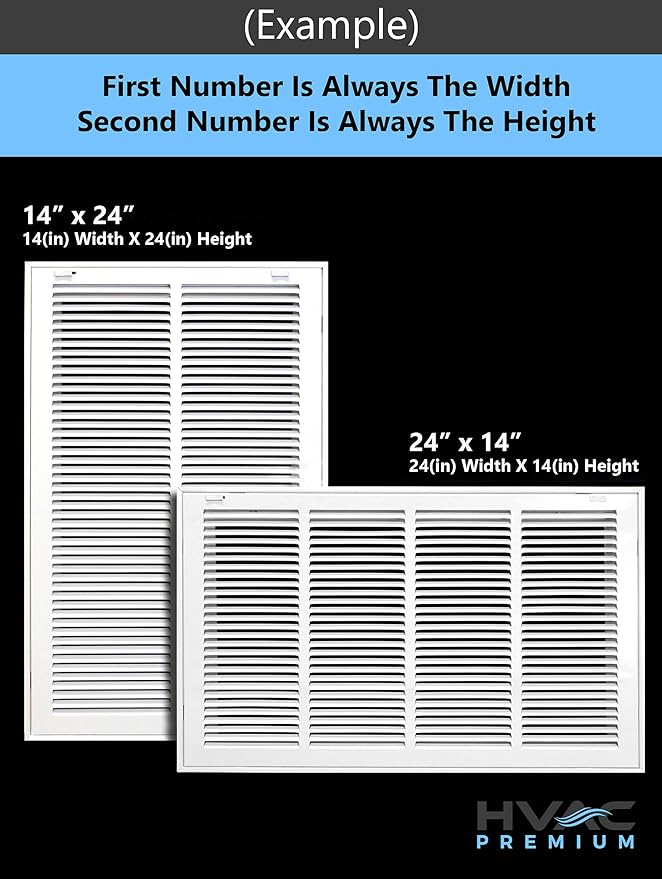 HVAC Premium 25 x 14 Duct Opening Steel Return Air Filter Grille, for 1-inch Filter, Removable Door, Flat Stamped HVAC Vent Cover Grille, Outer Dimensions 27.5 x 16.5